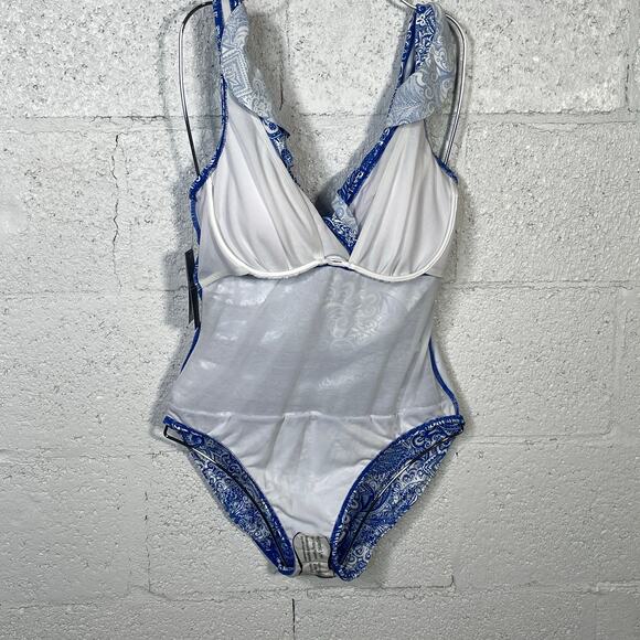 Ralph Lauren ARTISANAL WOODBLOCK Ruffled Tummy-Control Swimsuit US 8 - Picture 8 of 12